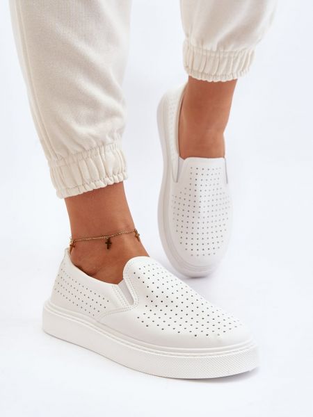 Διάτρητα sneakers slip-on Kesi λευκό