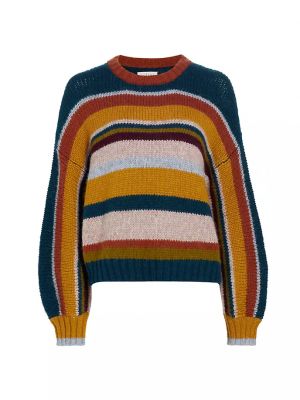 Бархатный свитер из альпаки в полоску Velvet By Graham & Spencer