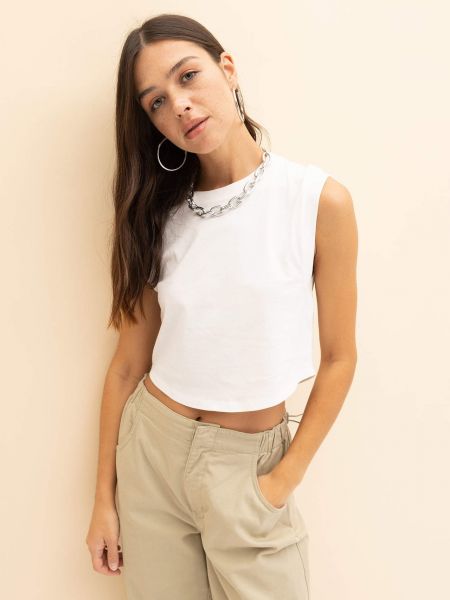 Relaxed fit medvilninis crop top Defacto