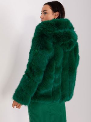 Bluza z kapturem z futerkiem Fashionhunters zielona