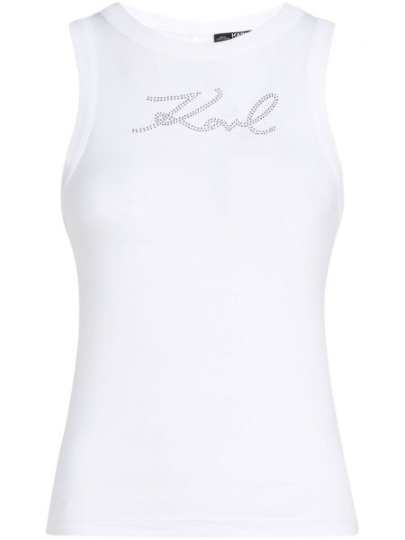 Tanktop med rhinsten Karl Lagerfeld hvid