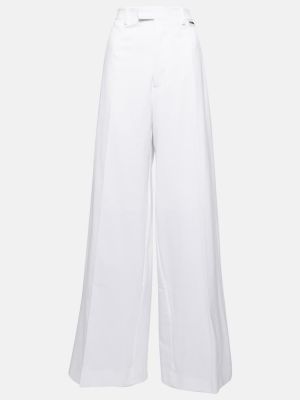 Памучни панталон с висока талия Vetements бяло