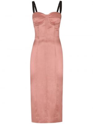 Μεταξωτή κοκτέιλ φόρεμα Dolce & Gabbana ροζ