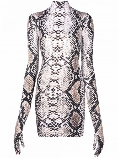 Mini vestido de cuero con estampado de estampado de serpiente Vetements