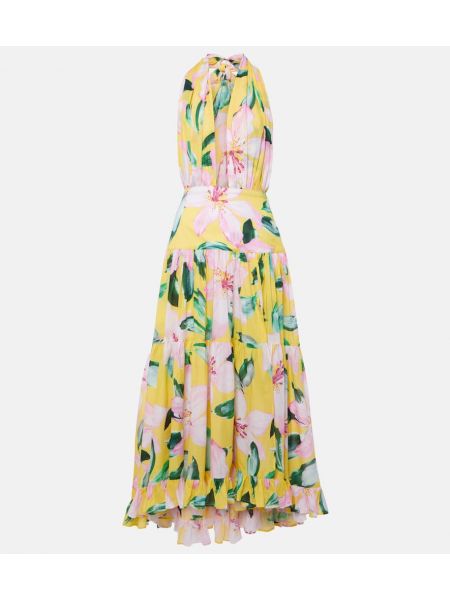 Pamučna midi haljina s cvjetnim printom Alexandra Miro ružičasta