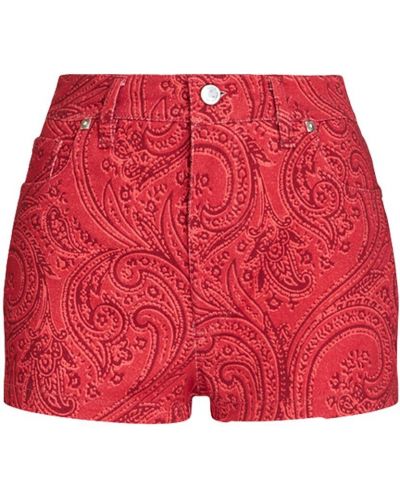 Pantaloni scurți din denim cu imagine cu model paisley Etro roșu