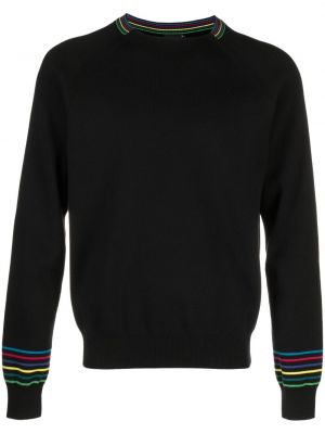 Памучен пуловер на райета Ps Paul Smith черно