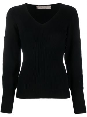 Пуловер с v-образно деколте D.exterior черно