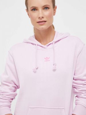 Bavlněná mikina s kapucí Adidas Originals fialová