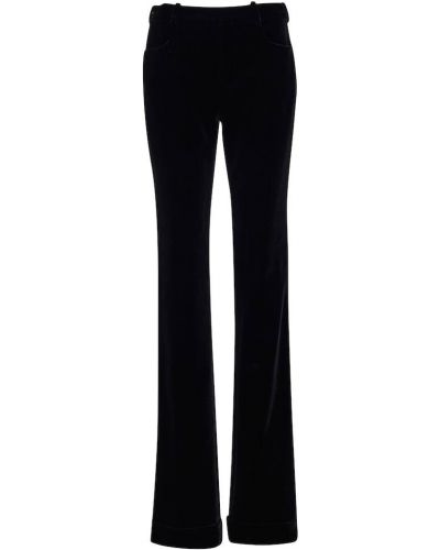 Zamatové rovné nohavice s vysokým pásom Saint Laurent čierna