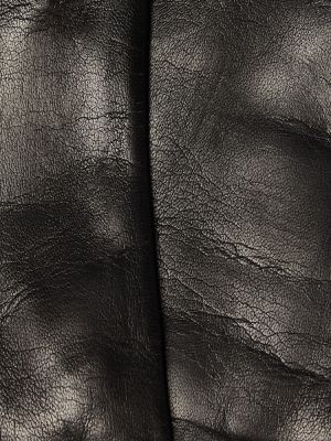 Svilene kožne rukavice Saint Laurent crna