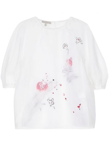 Kratka bluza s cvjetnim printom s printom Shiatzy Chen bijela