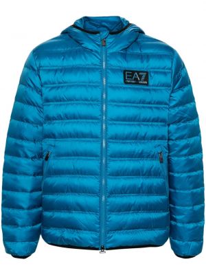 Péřová bunda Ea7 Emporio Armani modrá