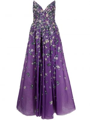 Rochie de seară cu mărgele din tul Saiid Kobeisy violet
