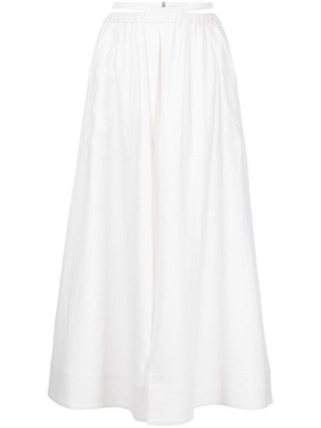 Lněné midi sukně s vysokým pasem Jonathan Simkhai Standard - bílá