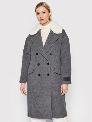 Vlněný zimní kabát Tommy Hilfiger šedý