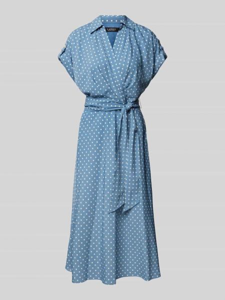 Sukienka midi z nadrukiem bawełniana Lauren Ralph Lauren niebieska