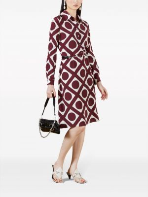 Jedwabna sukienka z nadrukiem Gucci fioletowa