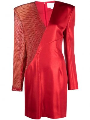 Mini-abito asimmetrico con cristalli Genny rosso