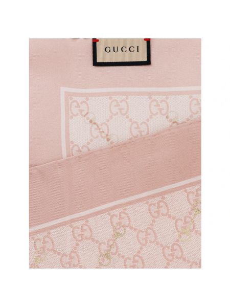 Pañuelo de seda con estampado Gucci rosa