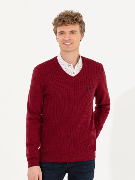 Пуловер U.s. Polo бордовый