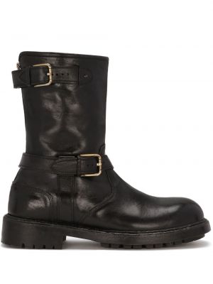 Kožené kotníkové boty Dolce & Gabbana černé