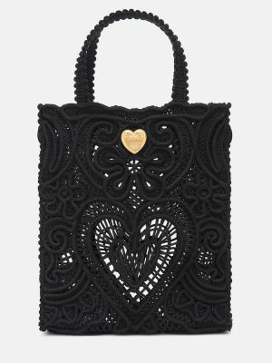 Čipkovaná nákupná taška Dolce&gabbana čierna