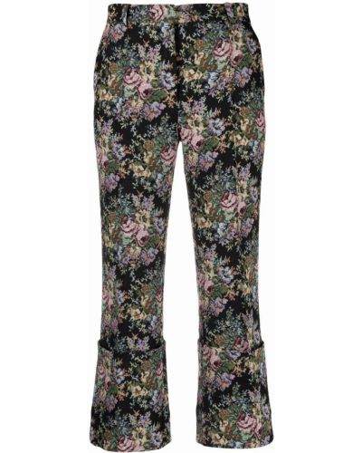Pantalones de flores de tejido jacquard Rokh negro