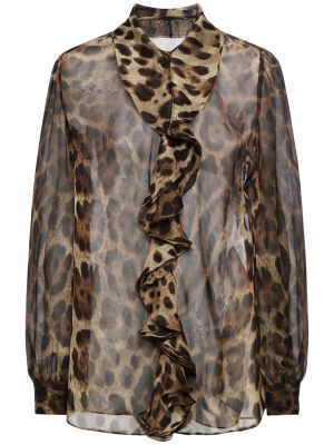 Camicia di seta di chiffon leopardato Dolce & Gabbana