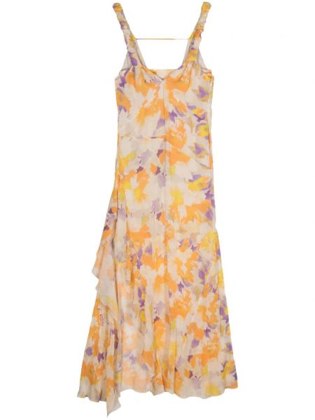 Asymetrické kvetinové šaty s potlačou Patrizia Pepe oranžová