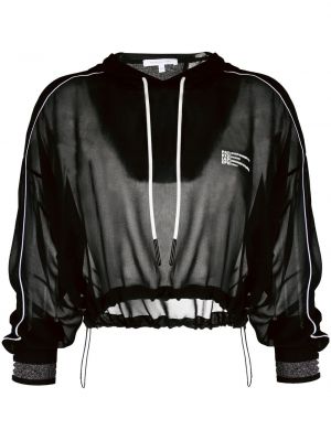 Prozirna hoodie s kapuljačom s printom Patrizia Pepe crna