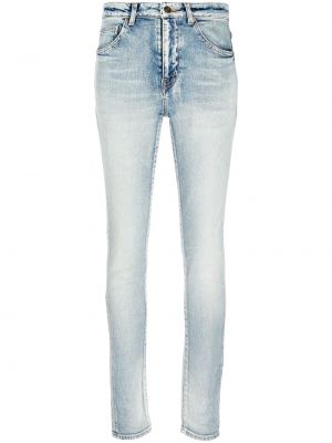 Priliehavé skinny fit džínsy s nízkym pásom Saint Laurent modrá