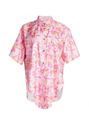 Шелковая рубашка на пуговицах в цветочек Isabel Marant розовая