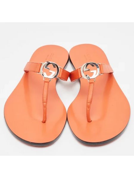 Sandalias de cuero retro Gucci Vintage naranja