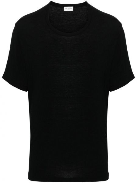 Тениска с кръгло деколте Saint Laurent черно