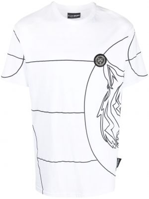 Sport tiger-stribet rund hals t-shirt Plein Sport hvid