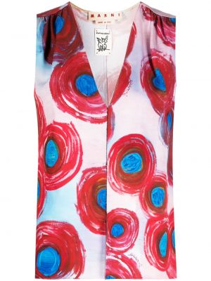 Chemise sans manches à imprimé à motifs abstraits Marni rouge