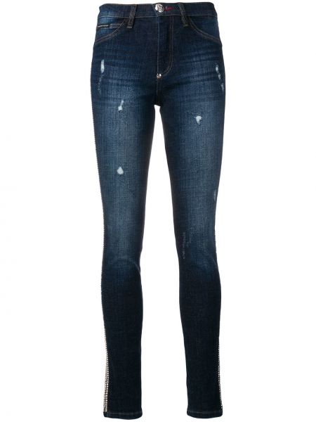 Skinny jeans mit kristallen Philipp Plein blau