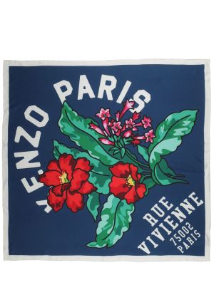 Fular de mătase cu model floral Kenzo Paris alb