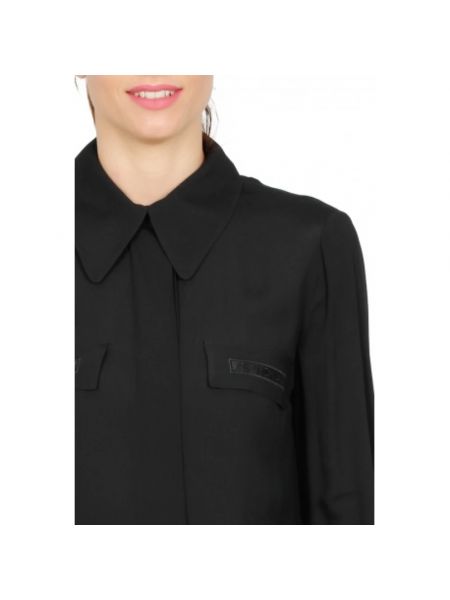 Camisa con bordado manga larga de crepé Elisabetta Franchi negro