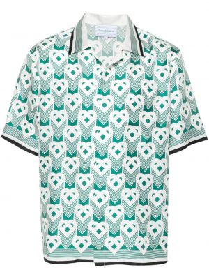Μεταξωτό πουκάμισο με μοτίβο καρδιά Casablanca