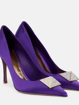Pantofi cu toc din satin Valentino Garavani violet