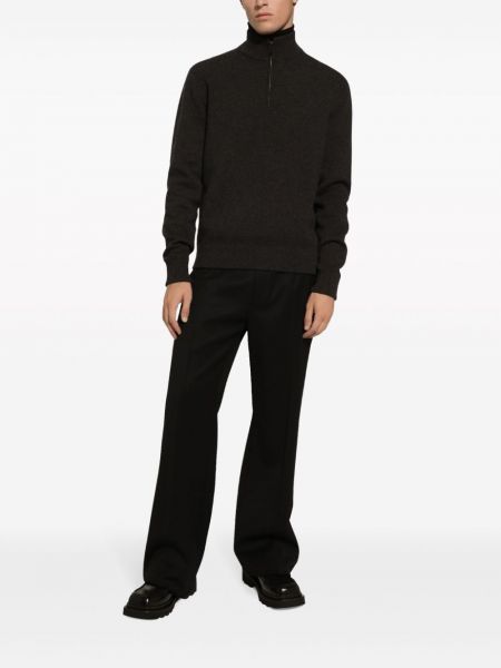 Kašmírový pulovr na zip Dolce & Gabbana šedý