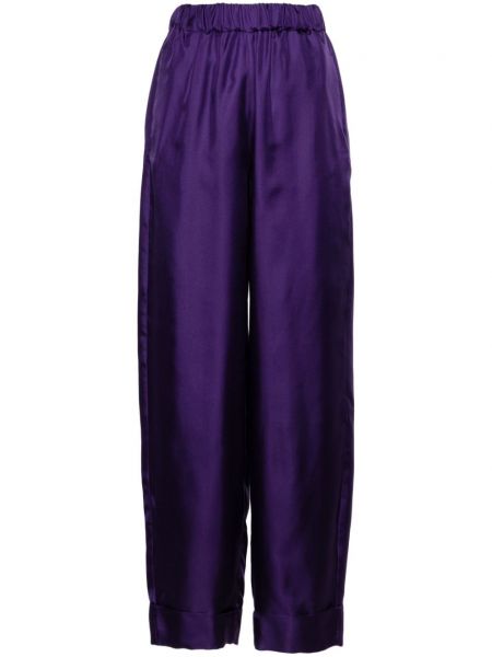 Pantaloni de mătase Blanca Vita violet