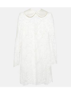 Сатенена рокля с дантела Dolce&gabbana бяло