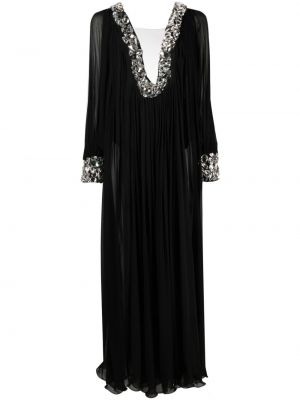 Abendkleid mit plisseefalten mit kristallen Ana Radu schwarz