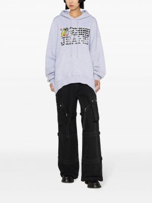 Kokvilnas kapučdžemperis ar apdruku Moschino Jeans pelēks