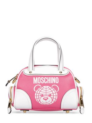 Kožená taška z ekologickej kože Moschino ružová
