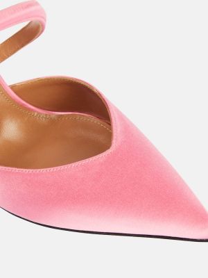 Сатенени полуотворени обувки с отворена пета D'accori розово