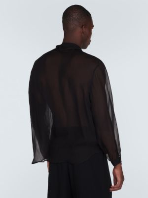 Camisa de seda de crepé Saint Laurent negro